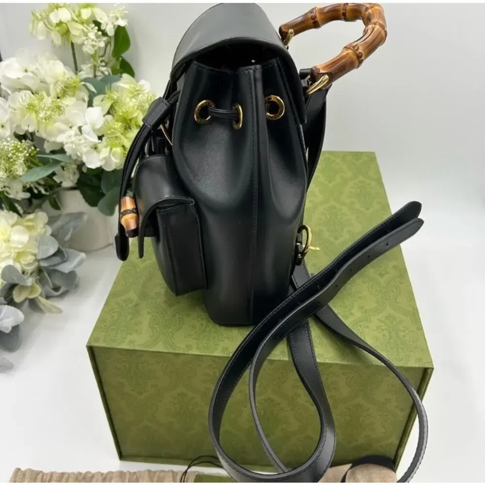 Gucci leather bamboo backpack made in Italy NWT